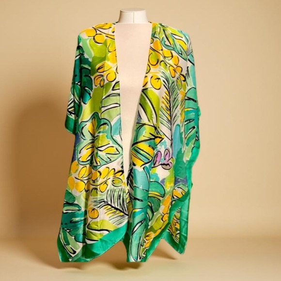 Kimono palm printed kimono has a satin feel Styline New Boutique - Picture 10 of 11